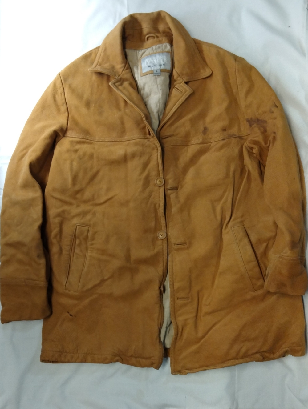 Wilsons Leather Men's Tan Suede Leather Pea Coat